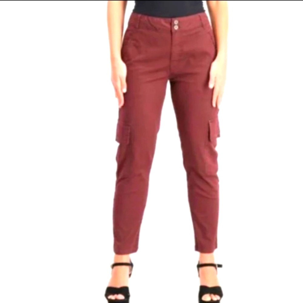 PISTOLA Size 29 Charlie Burgundy Red High-Rise Utility Ankle Cargo Pants NWT